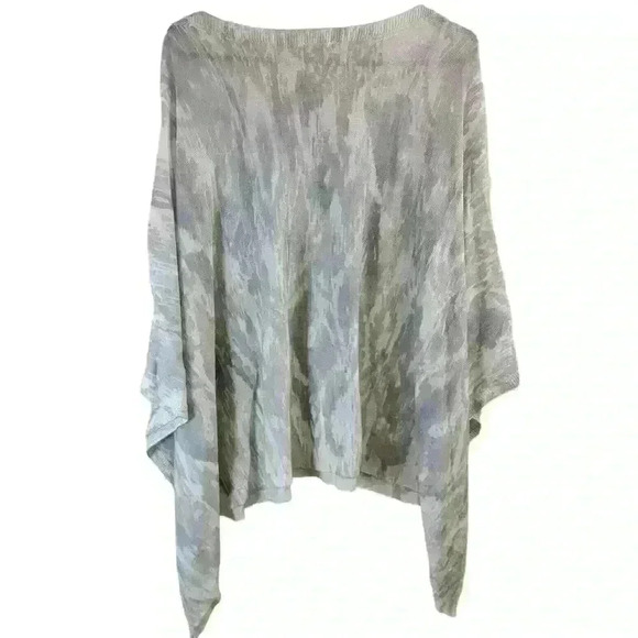 J.Jill Pure Jill Poncho Womens OS Zinc Grey Linen Blend Cape Lightweight Tassels - Picture 3 of 8